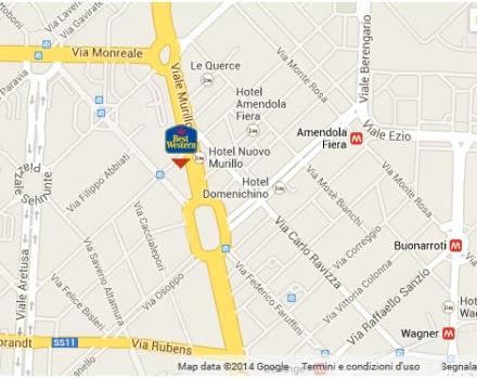 Hotel Astoria map of its location near the Mico, and fiera Milano at San Siro